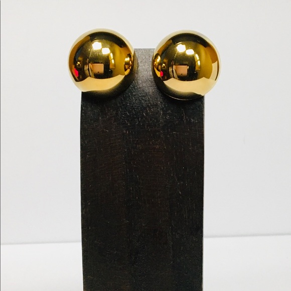 Gold Ball Stud Earrings - Picture 2 of 7